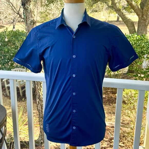 Stone Rose Navy Short Sleeve Shirt. Size 2/ US Small. - Picture 1 of 9